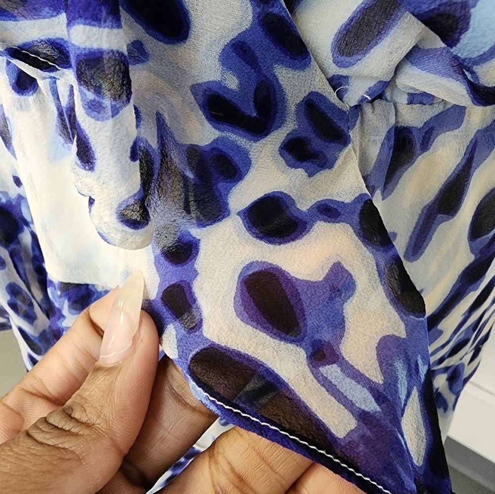 BCBGMaxAzria White and Blue Printed Mini Dress - Picture 13 of 16